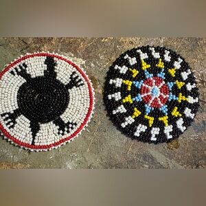 Vintage Colorful Beaded rosettes 3 inches